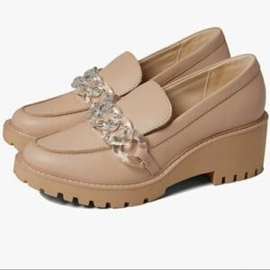 Dolce Vita Haris Light Blush Translucent Chain Platform Wedge Loafer Shoe Sz 9